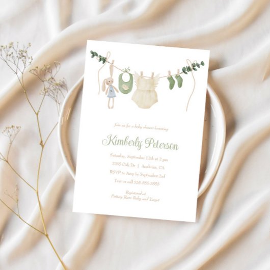 Invitation Boho Baby Girl Clothes Line Baby shower