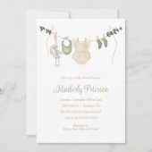 Invitation Boho Baby Girl Clothes Line Baby shower (Devant)