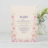 Invitation Boho Baby in Bloom Baby Girl Baby shower (Debout devant)