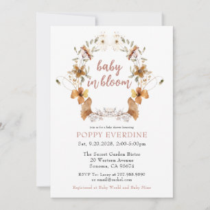 Invitation Boho Baby In Bloom Baby shower Fleur sauvage