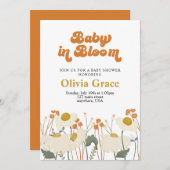 Invitation Boho Baby in Bloom baby shower Fleur sauvage (Devant / Derrière)