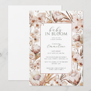 Invitation Boho Baby In Bloom Baby shower Fleur sauvage