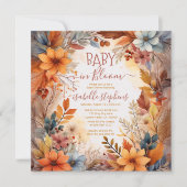 Invitation Boho Baby in Bloom Fall Floral Frame Baby Shower (Devant)