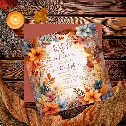 Invitation Boho Baby in Bloom Fall Floral Frame Baby Shower