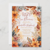Invitation Boho Baby in Bloom Fall Floral Frame Baby shower (Devant)