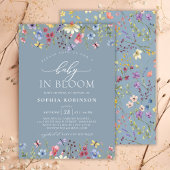 Invitation Boho Baby in Bloom Fleur sauvage Baby shower bleu