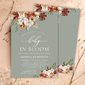 Invitation Boho Baby in Bloom Fleur sauvage Baby shower vert