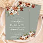 Invitation Boho Baby in Bloom Fleur sauvage Baby shower vert