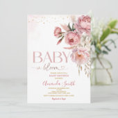 Invitation Boho Baby In Bloom Rose Roses Baby shower (Debout devant)