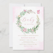 Invitation Boho Baby moderne en fleur Floral fille baby showe (Devant)