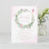 Invitation Boho Baby moderne en fleur Floral fille baby showe (Debout devant)