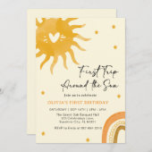 Invitation Boho Baby : sa première année autour du soleil (Devant / Derrière)