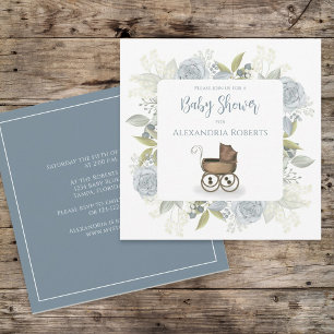 Invitation Boho Baby shower Botanique Floral Transport Vintag