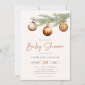 Invitation Boho Baby shower de vacances hiver (Devant)