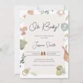 Invitation Boho Baby shower Oh Baby Boy Vêtements rustiques (Devant)