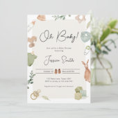 Invitation Boho Baby shower Oh Baby Boy Vêtements rustiques (Debout devant)