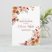 Invitation Boho Baby shower Pampas Grass Minimaliste Douche (Debout devant)