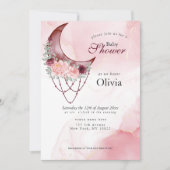 Invitation Boho Baby shower rose Croissant Lune Mandala (Devant)