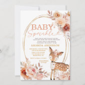 Invitation Boho Baby Sprinkle Little Deer Baby shower floral (Devant)