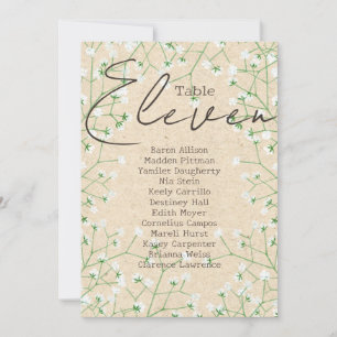 Invitation Boho Baby's Breath Tableau Numéro de siège Tableau