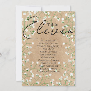 Invitation Boho Baby's Breath Tableau Numéro de siège Tableau