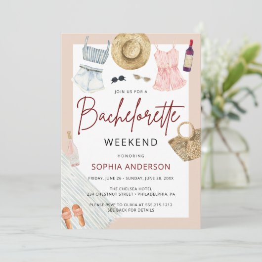 Invitation Boho Bachelorette Winery Week-end Itinéraire (Debout devant)