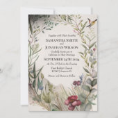 Invitation BOHO Bague de fleurs et branches Mariage (Devant)