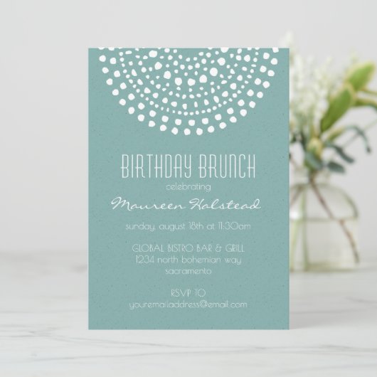 Invitation Boho Bali Anniversaire Brunch Turquoise (Debout devant)