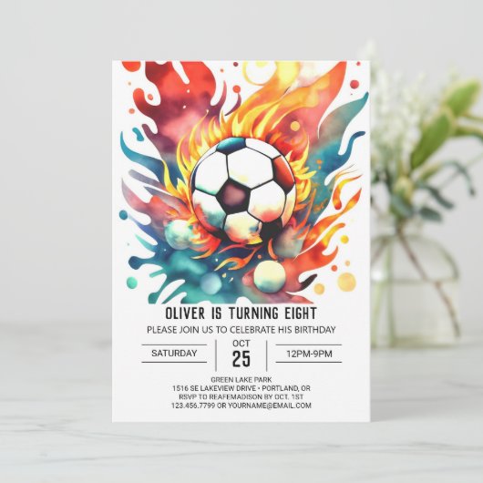 Invitation Boho Ball Editable Soccer Anniversaire (Debout devant)