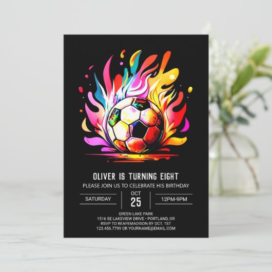 Invitation Boho Ball Editable Soccer Anniversaire (Debout devant)