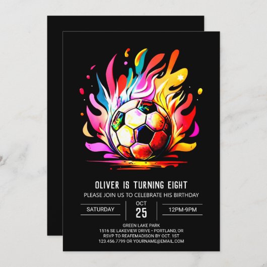 Invitation Boho Ball Editable Soccer Anniversaire (Devant / Derrière)