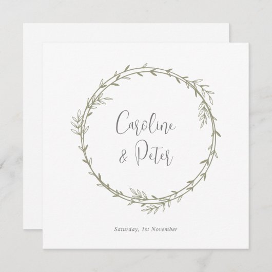 Invitation Boho Bamboo Feuille Botanique Vert doux et élégant (Devant / Derrière)