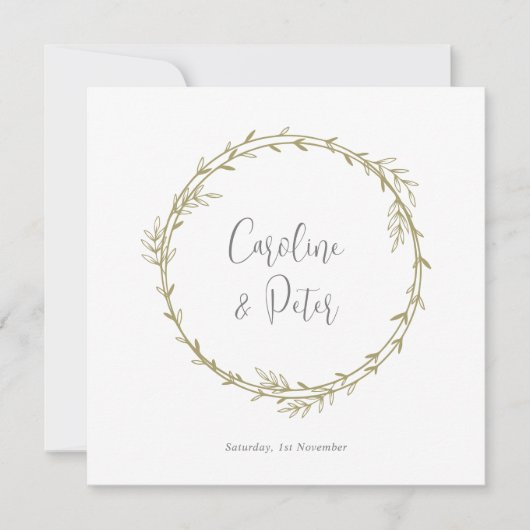 Invitation Boho Bamboo Feuille Botanique Vert doux et élégant (Devant)