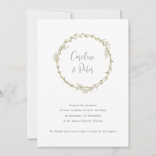 Invitation Boho Bamboo Feuille Botanique Vert doux et élégant (Devant)