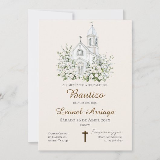 Invitation  Boho Baptism  (Devant)
