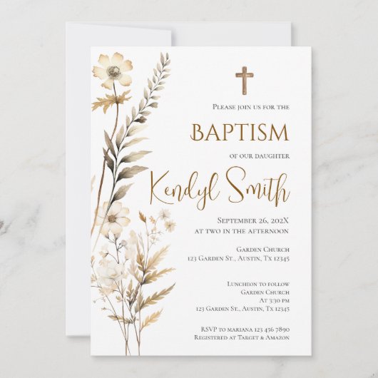 Invitation Boho Baptism (Devant)