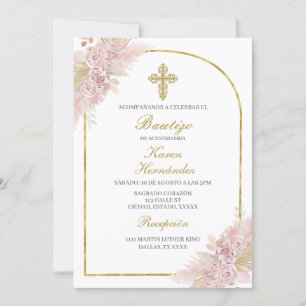 Invitation Boho Baptism espagnol