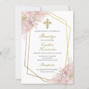Invitation Boho Baptism espagnol