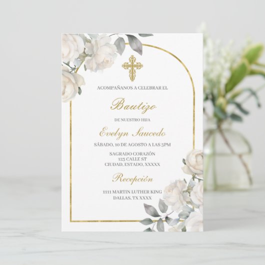 Invitation Boho Baptism espagnol (Debout devant)