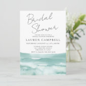 Invitation Boho Beach Aquarelle Bleu Sarcelle Enterrement de (Debout devant)