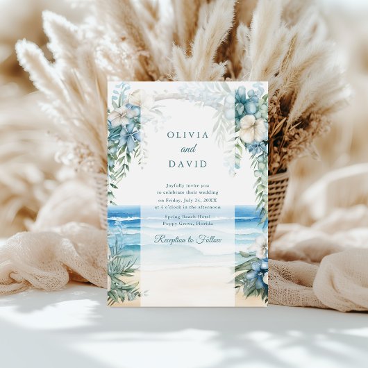 Invitation Boho Beach Aquarelle Floral Arch Mariage