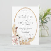 Invitation Boho Beach Blanc Floral Mariage (Debout devant)