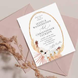 Invitation Boho Beach Blanc Floral Mariage