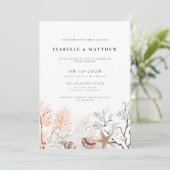 Invitation Boho Beach Coral Reef Mariage (Debout devant)