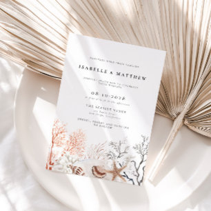 Invitation Boho Beach Coral Reef Mariage