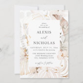 Invitation Boho Beach Tropical Beige Floral Mariage (Devant)
