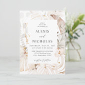 Invitation Boho Beach Tropical Beige Floral Mariage (Debout devant)