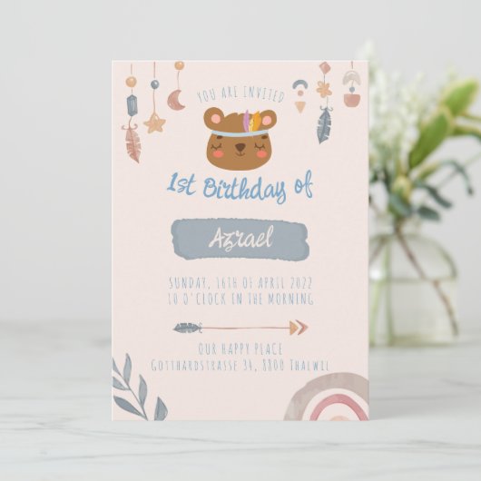 Invitation Boho Bear (Debout devant)