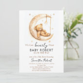 Invitation Boho Bear Baby shower neutre de genre (Debout devant)