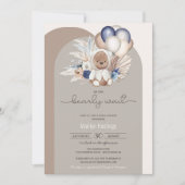Invitation Boho Bear, on peut attendre Baby shower (Devant)